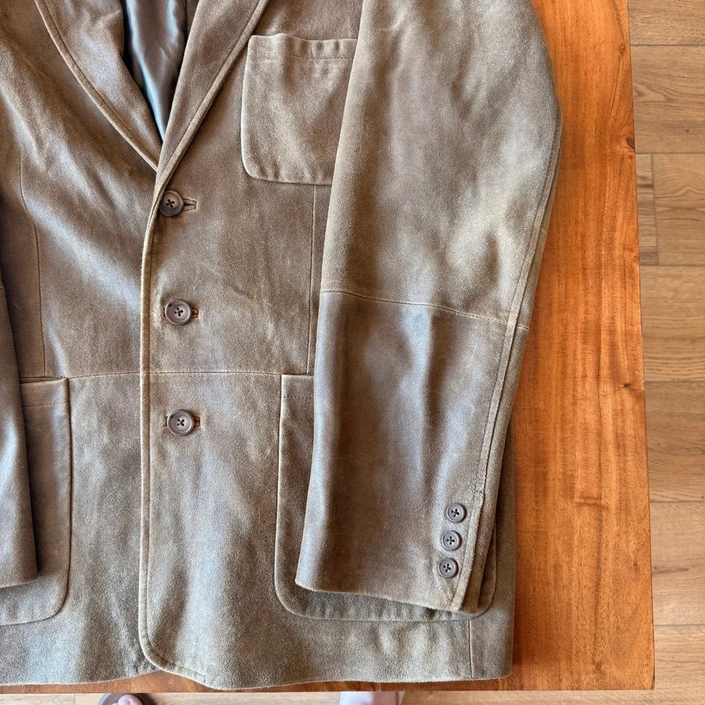 The Territory Ahead Men's Vintage Brown Leather Sports Jacket Size L